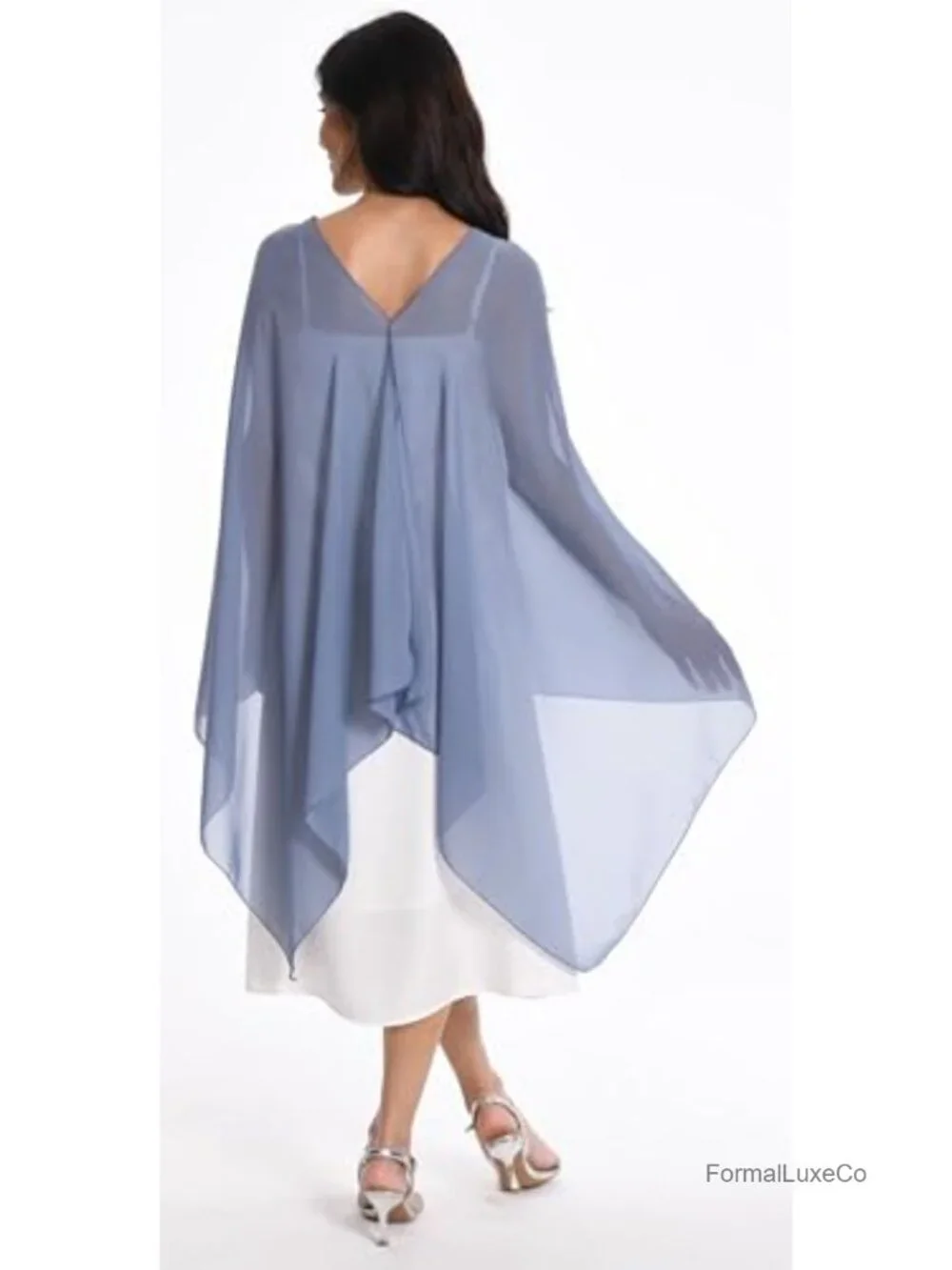 Women's Chiffon Capelet Shawl Wrap High Low Bridesmaid Evening Party Cover Up